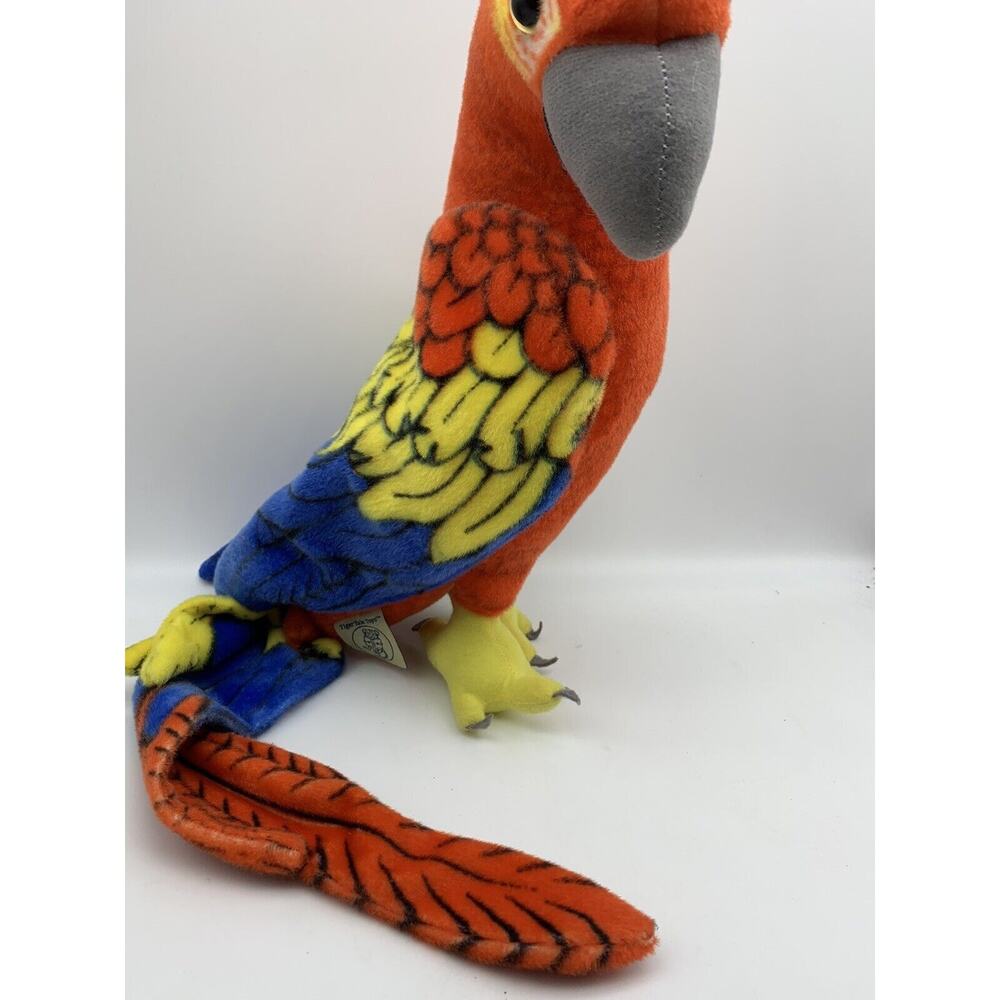 Realistic Tropical Red Macaw Parrot Bird Large Giant Plush Animal Tiger Tale Toy - Picture 3 of 7